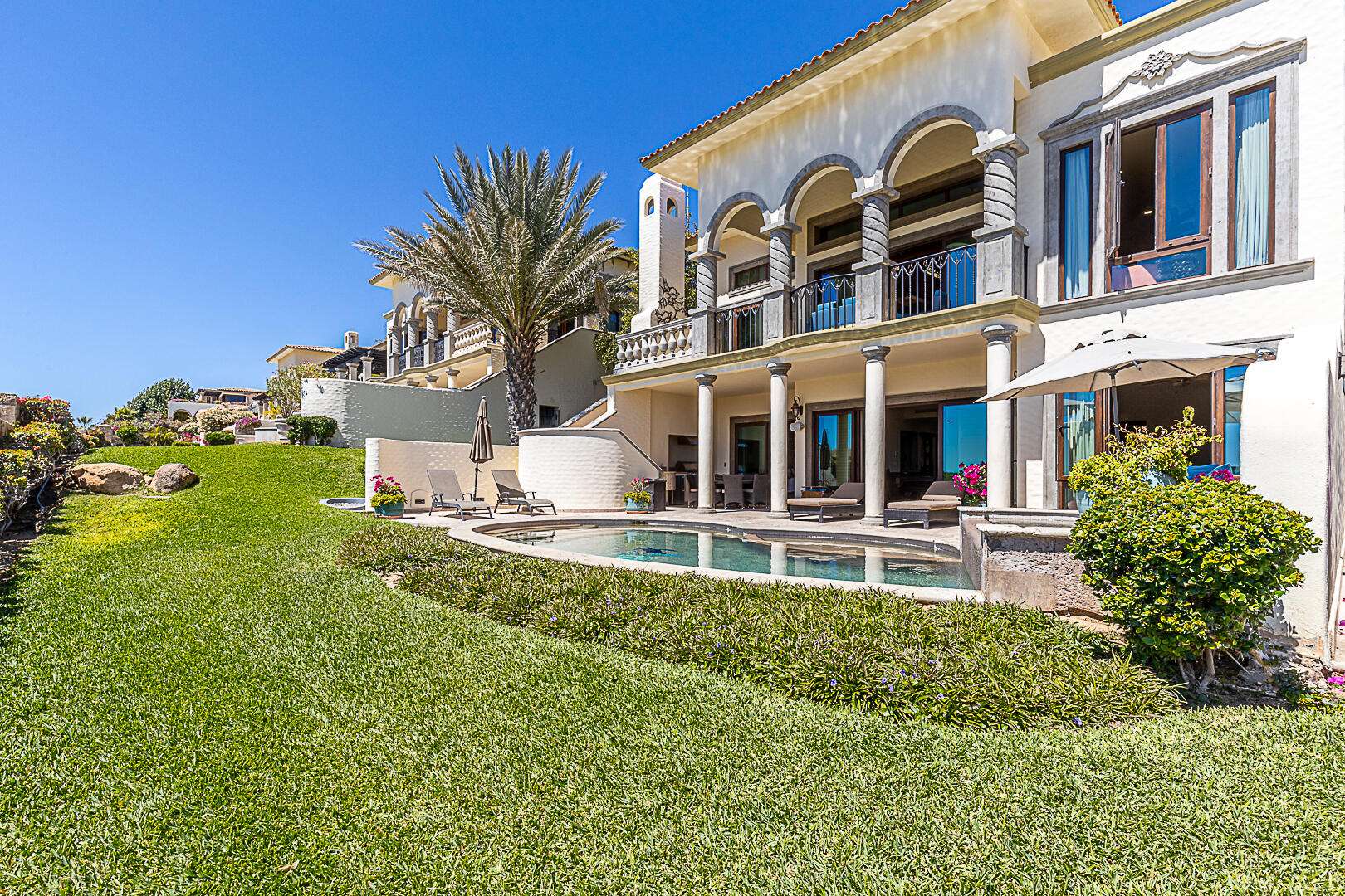 Cove Club Park Hyatt BACK ON THE MARKET!Experience exceptional oceanfront living in the prestigious, double gated community of Puerta del Sol, nestled within the world renowned Cabo del Sol master planned community.This beautifully maintained, fully furnished villa offers approximately 4,500 square feet of living space with 4 spacious bedrooms and 4 full bathrooms. Showcasing timeless original finishes that have been meticulously cared for, the home combines classic elegance with spectacular panoramic – Cabo Del Sol, Cabo Corridor, BS